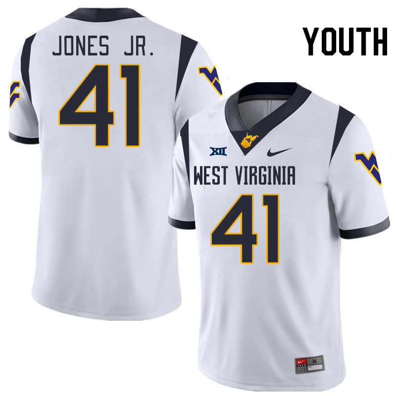 Youth #41 Curtis Jones Jr. West Virginia Mountaineers College 2024 New Uniforms Football Jerseys Sti